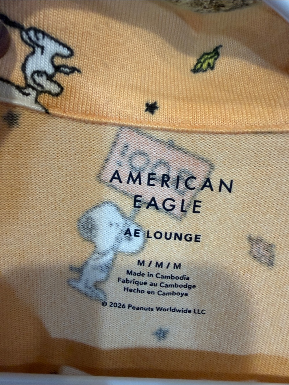 American Eagle Luxe Peanuts Orange Halloween Snoopy Pajama Set Sz M. Box56 - Picture 5 of 5
